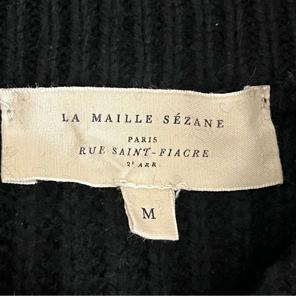 Sezane Lucas Jumper, Organic Cotton and Wool Sweater, Black, Size Medium - Picture 5 of 10